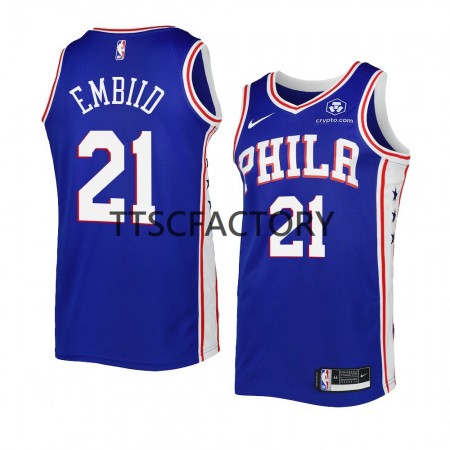 Maillot Basket Philadelphia 76ers Joel Embiid 21 Nike 2022-2023 Icon Edition Royal Swingman - Homme
